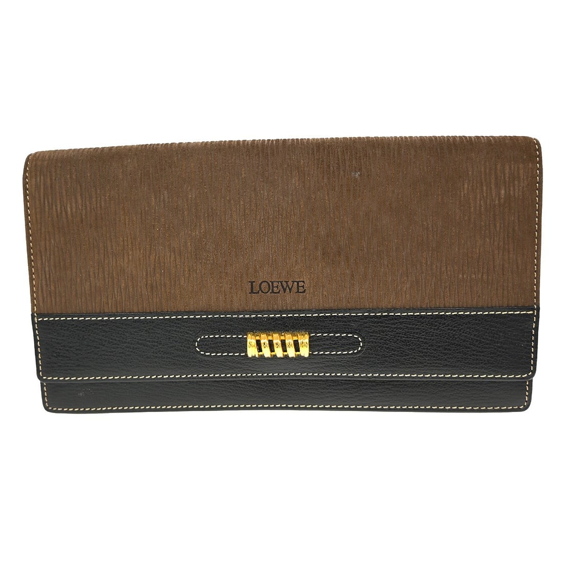 Women's Brown Leather Wallet by Loewe with Logo Accent: Women's Brown Leather Wallet by Loewe with Logo Accent This Loewe brown leather wallet is designed for women and features the brand's signature logo accent. Crafted in Spain, it offers a stylish and p