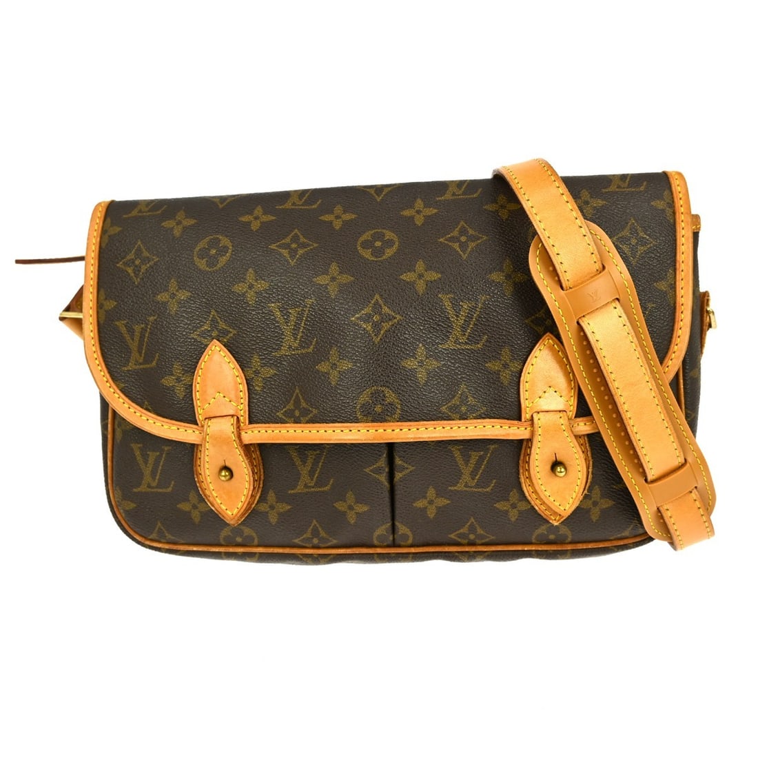 Louis Vuitton Gibeciere MM Monogram Canvas Medium Shoulder Bag M42247: Louis Vuitton Gibeciere MM Monogram Canvas Medium Shoulder Bag M42247 This Louis Vuitton Gibeciere MM shoulder bag features the iconic monogram canvas leather exterior in brown, complemented by a buck
