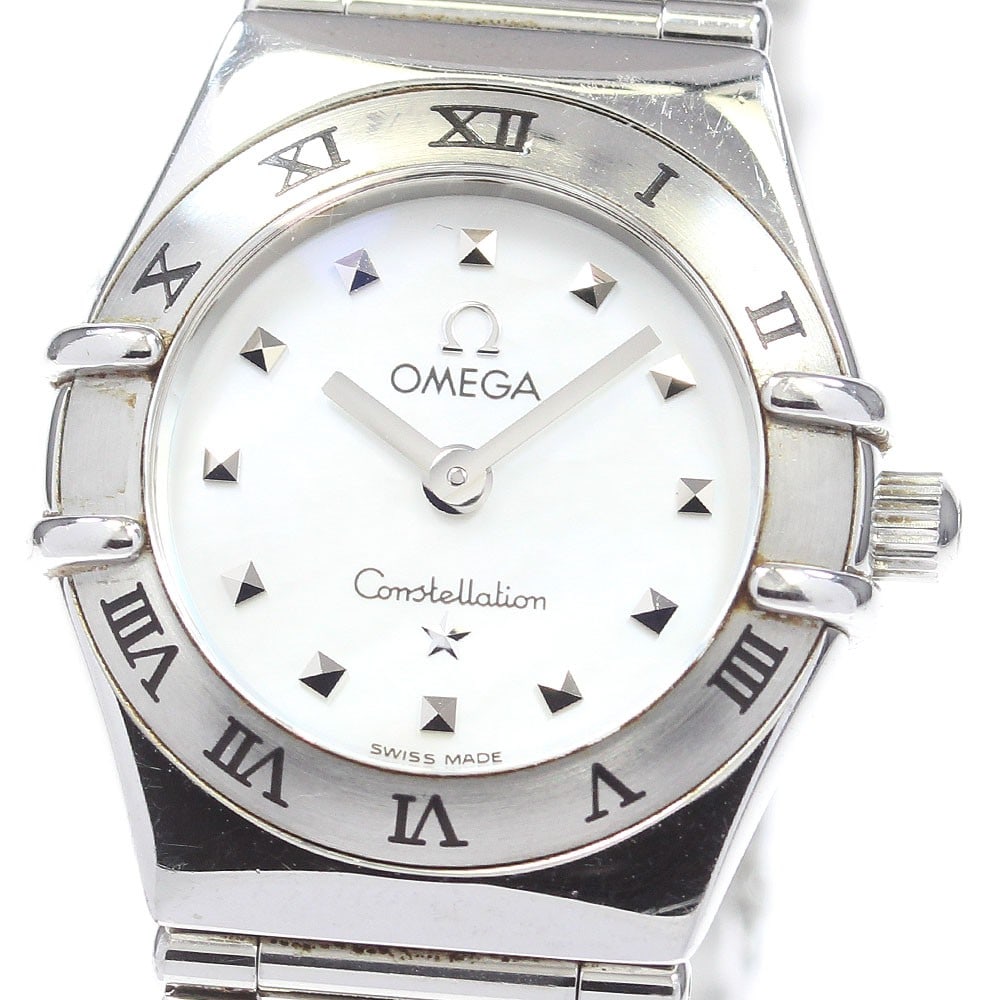 Omega Constellation Mini My Choice Quartz Ladies Watch 1561.71: Omega Constellation Mini My Choice Quartz Ladies Watch 1561.71 This OMEGA Constellation Mini My Choice women's wristwatch features a stainless steel case and bracelet with a white shell dial. The watc