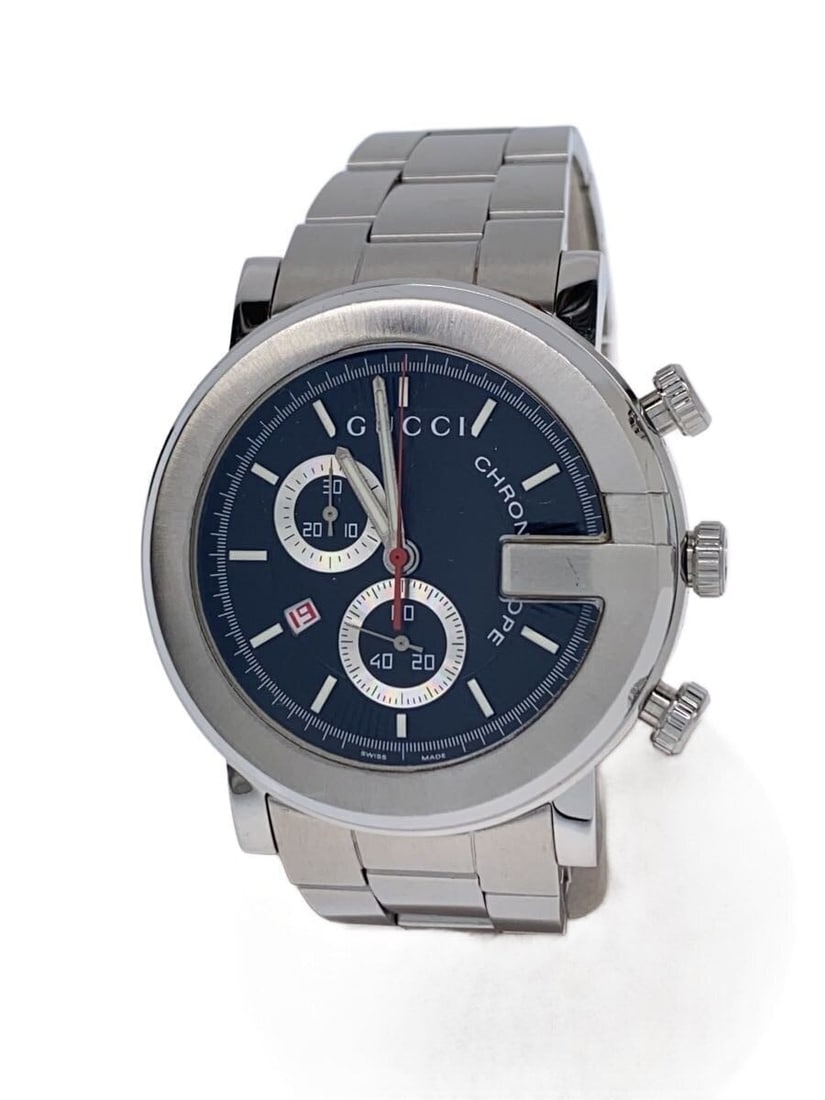 Gucci G-Chrono Stainless Steel Quartz Men's Wristwatch: Gucci G-Chrono Stainless Steel Quartz Men's Wristwatch This GUCCI G-Chrono Quartz 101M men's wristwatch features a black stainless steel case and band. Made in Switzerland, it is designed for men and 