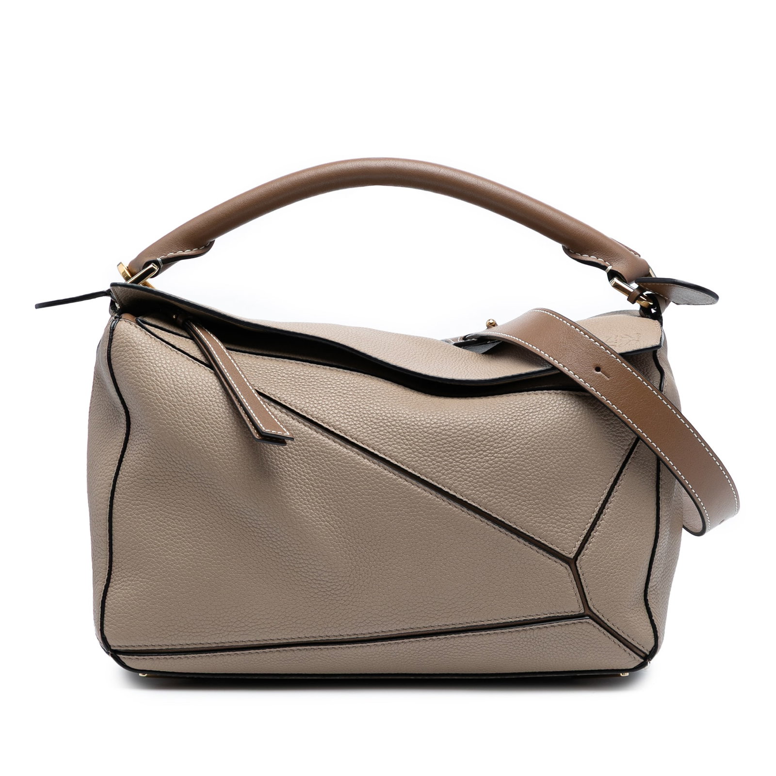 LOEWE Medium Calfskin Puzzle Satchel Leather Bag Brown (1 of 6)