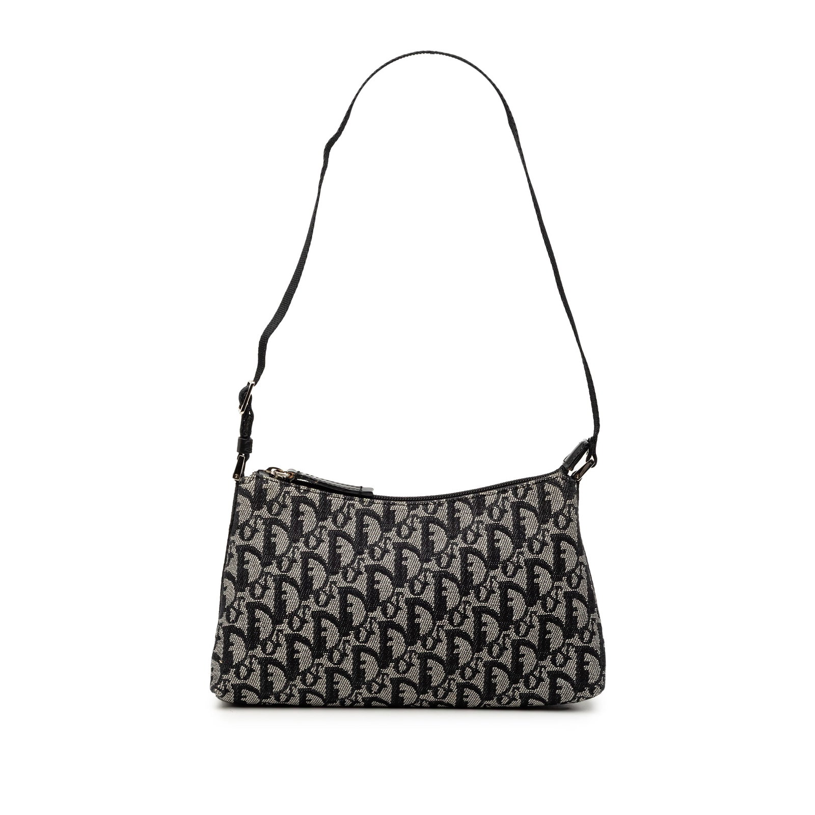 Dior Diorissimo Shoulder Bag Black Canvas Adjustable Strap Italy: Dior Diorissimo Shoulder Bag Black Canvas Adjustable Strap Italy This Diorissimo Trotter Canvas Shoulder Bag features a canvas body with a distinctive pattern, an adjustable flat strap for comfortable