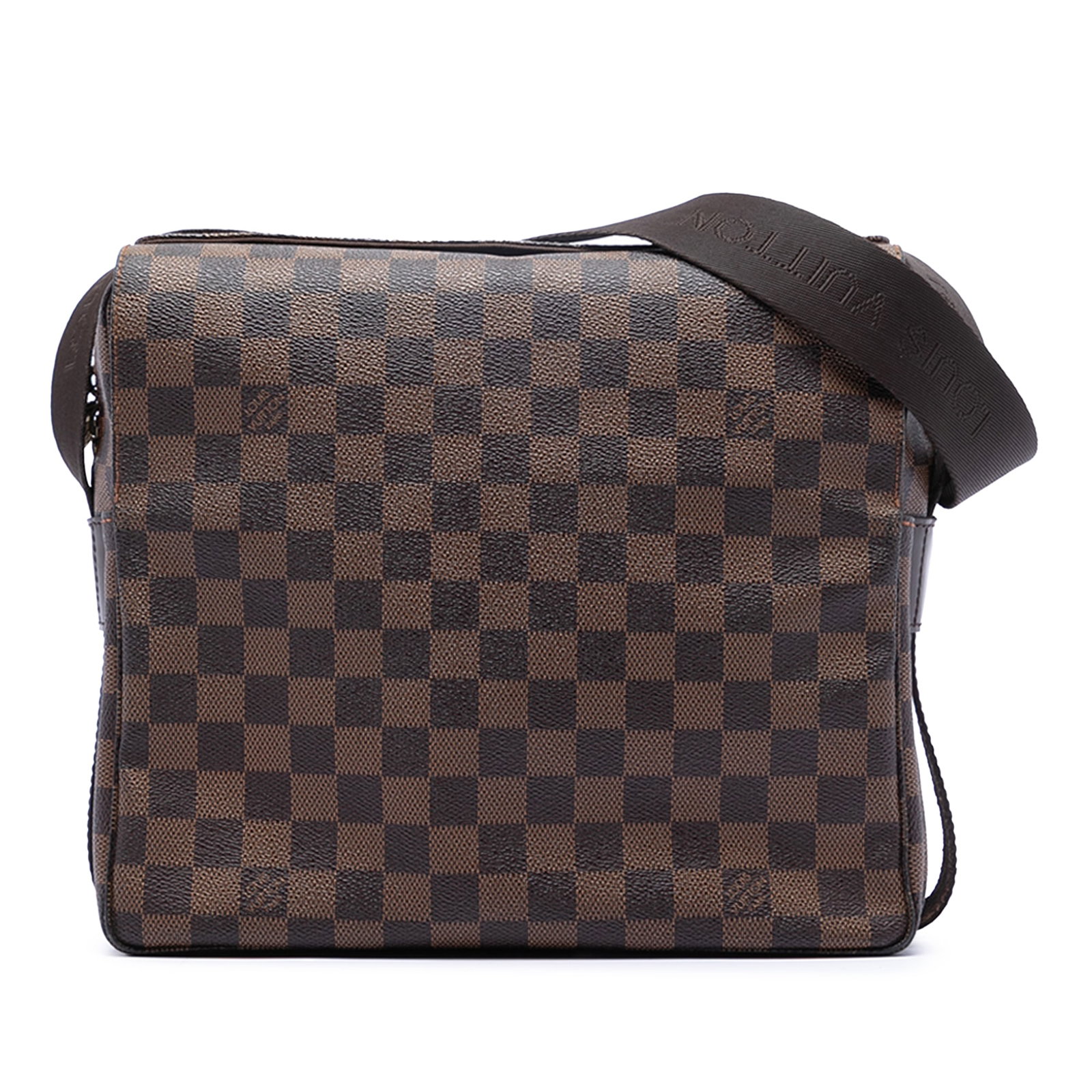 Louis Vuitton Damier Ebene Naviglio Brown Canvas Crossbody Bag: Louis Vuitton Damier Ebene Naviglio Brown Canvas Crossbody Bag This Louis Vuitton Damier Ebene Naviglio bag features the signature damier ebene canvas body, a flat adjustable strap, a flap with snap c