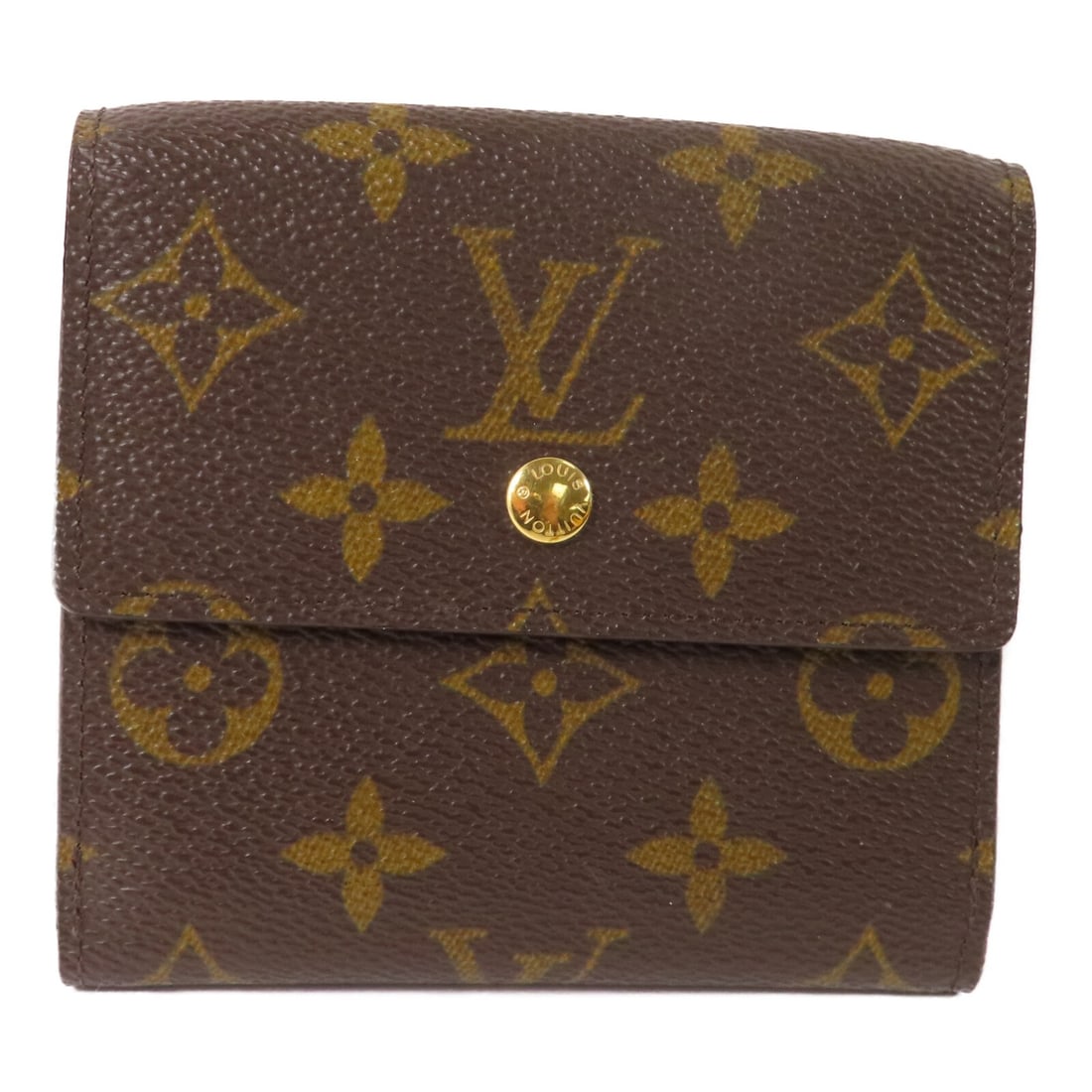 Louis Vuitton Monogram Brown Bi-Fold Credit Card Wallet M61652 GHW: Louis Vuitton Monogram Brown Bi-Fold Credit Card Wallet M61652 GHW This Louis Vuitton short wallet features a classic bi-fold design crafted from brown PVC coated canvas with the signature monogram pa