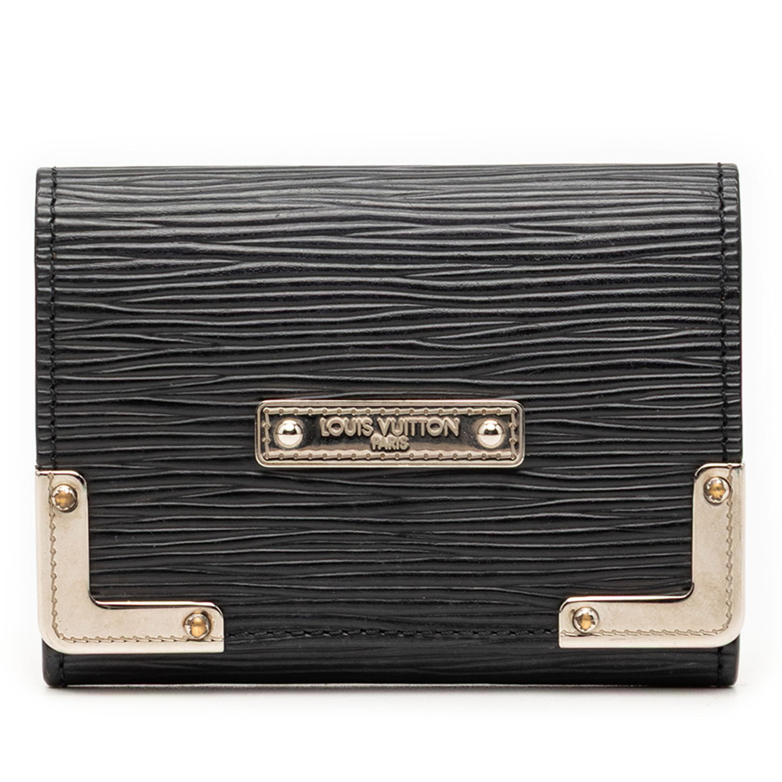 Epi Leather Business Card Holder by Louis Vuitton Black: Epi Leather Business Card Holder by Louis Vuitton Black This Louis Vuitton Epi Business Card Case Holder features a black epi leather body, a front flap with magnetic closure, and an interior card slo