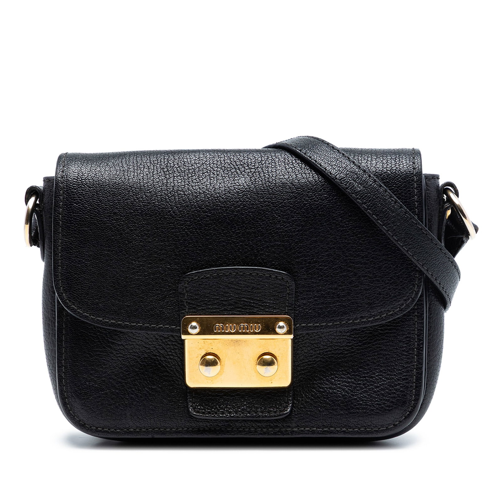 Black Goatskin Leather Madras Crossbody Bag by Miu Miu (1 of 6)