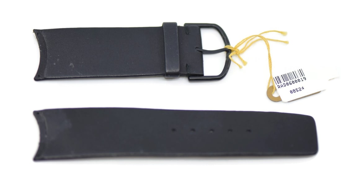 Authentic Omega Black Leather Watch Band 20mm: Authentic Omega Black Leather Watch Band 20mm This authentic Omega wristwatch band features a sleek black leather design, perfect for adding a touch of elegance to your timepiece. With a band width of