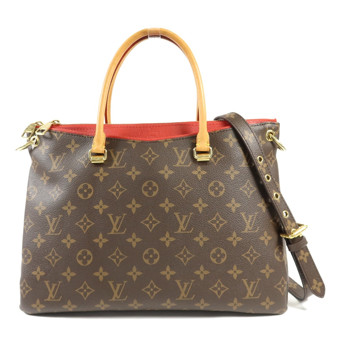 LOUIS VUITTON Pallas 2 Way Shoulder Bag M41175 Monogram Brown Red (1 of 18)