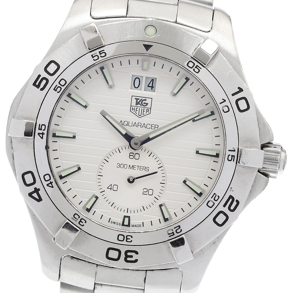 TAG Heuer Aquaracer Grand Date Quartz Steel Men's Watch WAF1015: TAG Heuer Aquaracer Grand Date Quartz Steel Men's Watch WAF1015 This TAG Heuer Aquaracer Grand Date Quartz wristwatch is designed for men and features a stainless steel case and bracelet with a silver