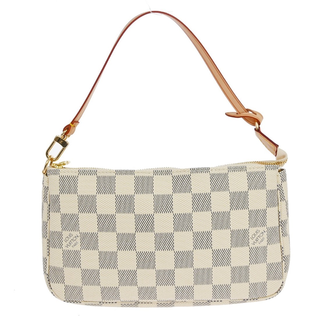 Louis Vuitton Damier Azur Pochette Accessoires Mini Top Handle Pouch N51986: Louis Vuitton Damier Azur Pochette Accessoires Mini Top Handle Pouch N51986 This Louis Vuitton Pochette Accessoires in Damier Azur canvas features a zip closure, top handle, and a compact mini size. T