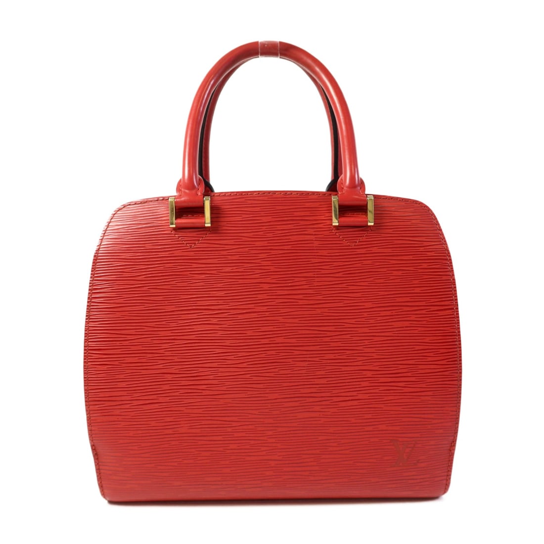 LOUIS VUITTON Pont Neuf Handbag M52057 Epi Red Calfskin: LOUIS VUITTON Pont Neuf Handbag M52057 Epi Red Calfskin This elegant LOUIS VUITTON Pont Neuf Handbag showcases a vibrant red hue, crafted from high-quality calfskin (cowhide) for durability and luxury