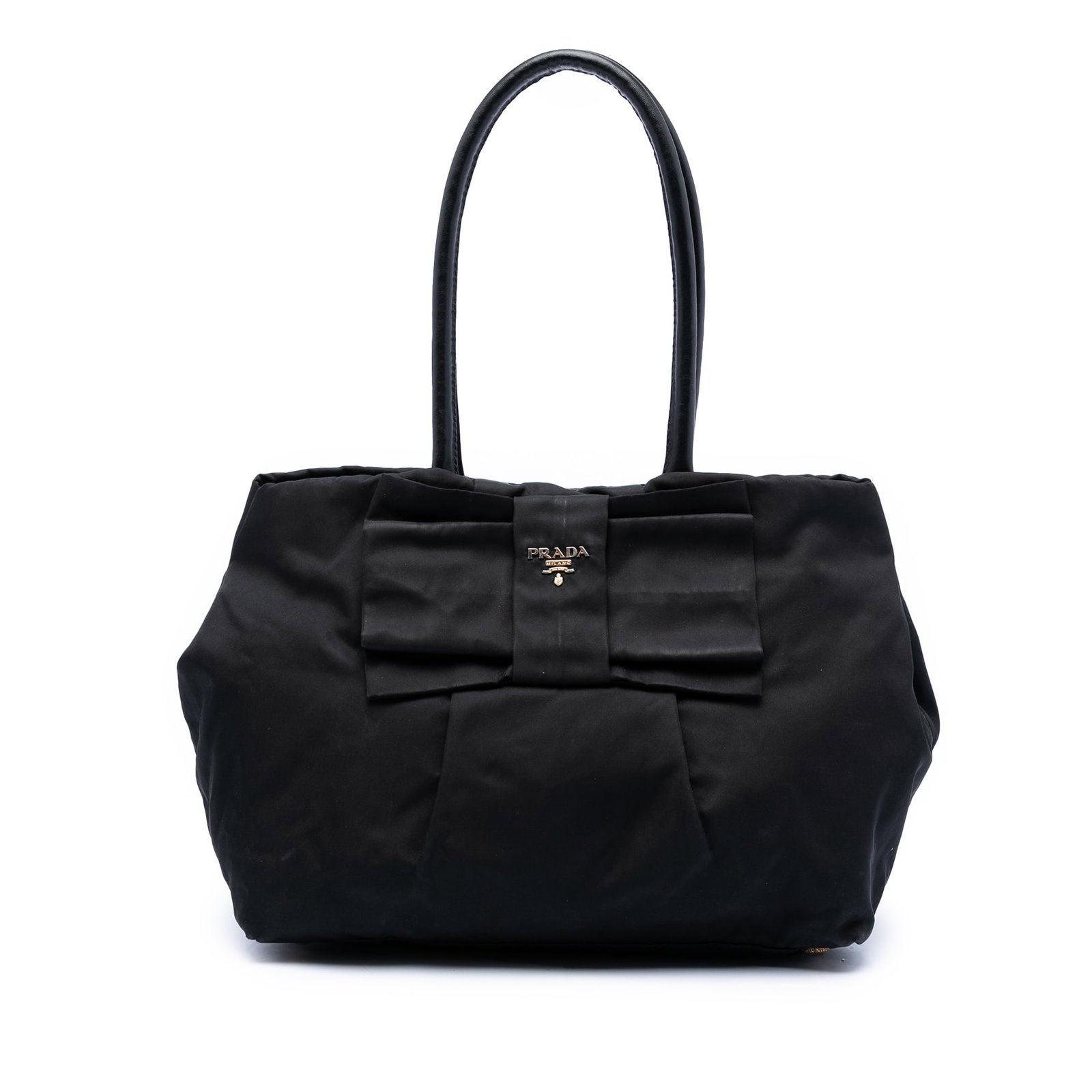 Prada Tessuto Fiocco Bow Black Nylon Handbag with Leather Handles (1 of 7)
