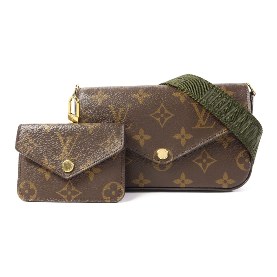 Louis Vuitton Felicie Strap & Go Shoulder Bag M80091 Monogram Brown Green: Louis Vuitton Felicie Strap & Go Shoulder Bag M80091 Monogram Brown Green This Louis Vuitton Felicie Strap & Go Shoulder Bag is a stylish accessory that features a classic monogram design in a chic co