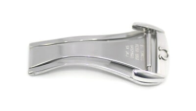 Omega 16mm Stainless Steel Watch Buckle: Omega 16mm Stainless Steel Watch Buckle This is an Omega stainless steel buckle with a width of 16mm, designed for use with compatible watch straps. The buckle features a polished finish and is an aut