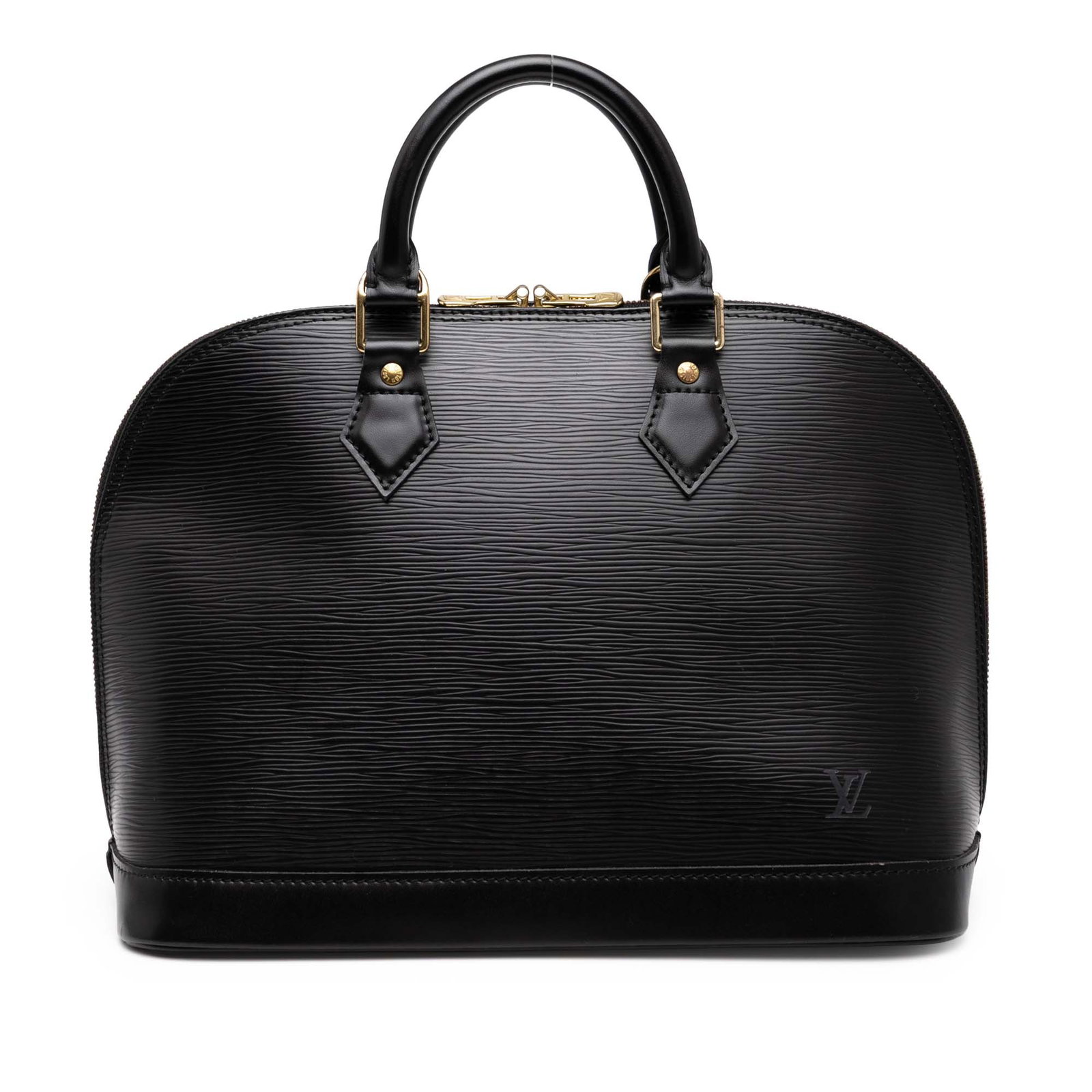 Louis Vuitton Epi Alma PM Black Leather Handbag: Louis Vuitton Epi Alma PM Black Leather Handbag The Louis Vuitton Epi Alma PM is an elegant handbag crafted from durable epi leather, showcasing a sophisticated black hue. This stylish piece features 