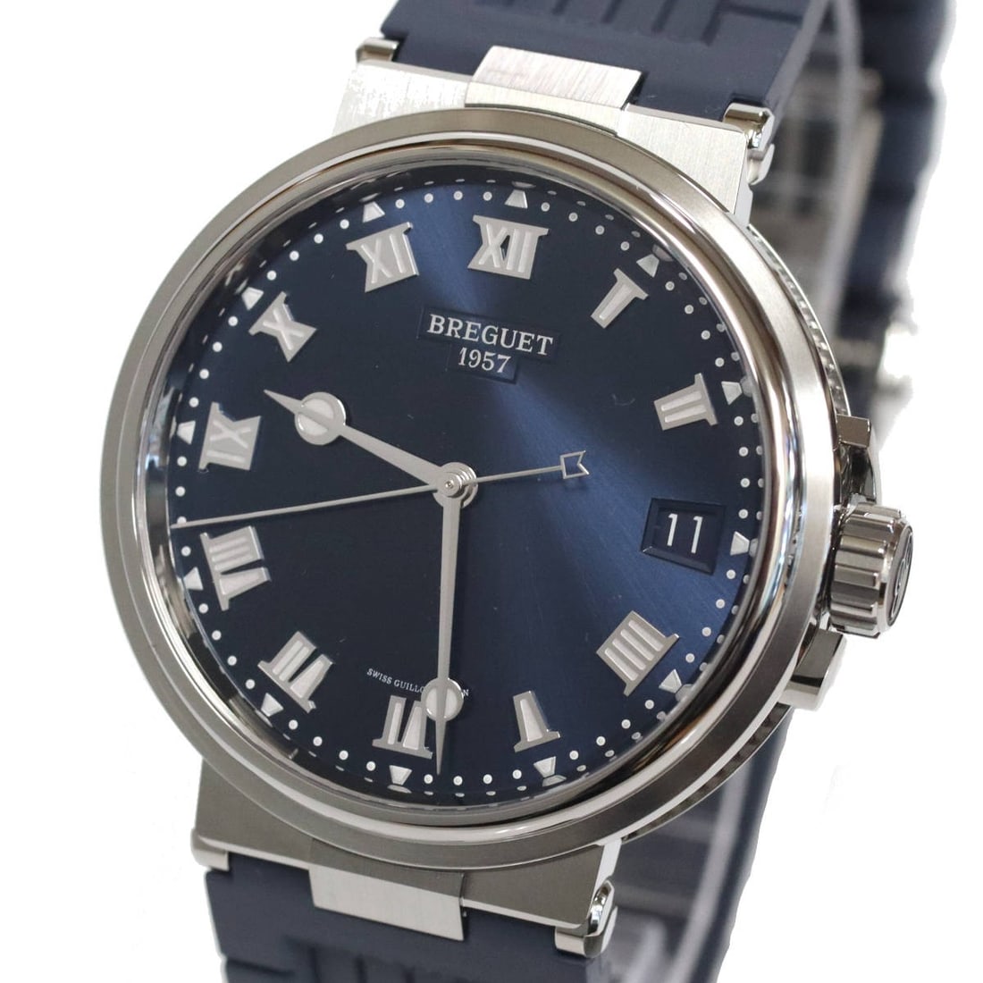 Breguet Marine 5517 Titanium Automatic Men's Wristwatch: Breguet Marine 5517 Titanium Automatic Men's Wristwatch This is a pre-owned Breguet Marine 5517 men's wristwatch, model 5517TI/Y1/5ZU. The watch features a titanium case paired with a rubber strap, of