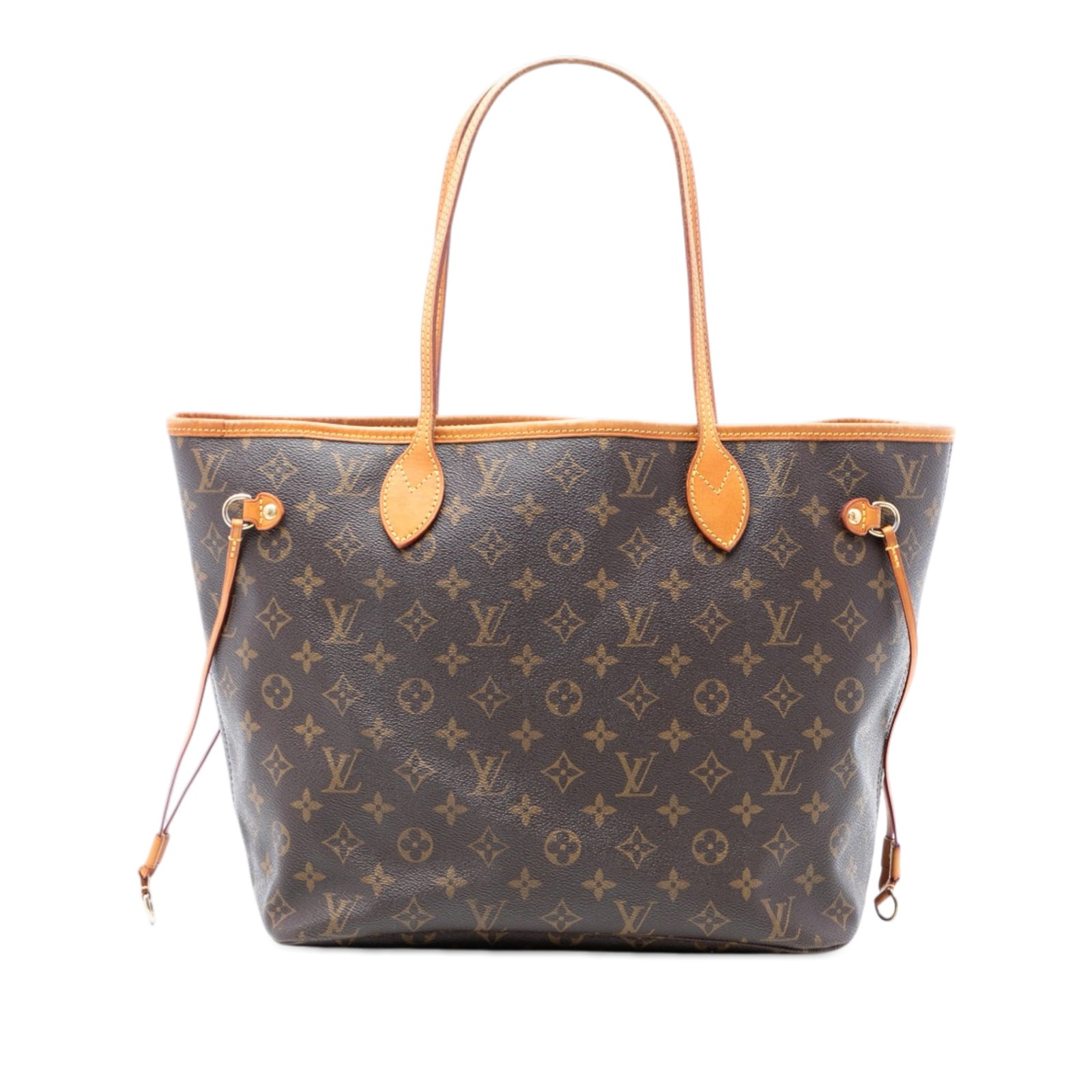 Neverfull MM Tote in Monogram Canvas with Vachetta Leather Trim: Neverfull MM Tote in Monogram Canvas with Vachetta Leather Trim This Louis Vuitton Neverfull MM features the brand's signature monogram canvas with vachetta leather trim and flat vachetta leather hand