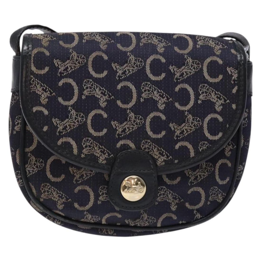 Celine C Sulky Navy Canvas Leather Shoulder Bag 15cm by 12cm by 3cm: Celine C Sulky Navy Canvas Leather Shoulder Bag 15cm by 12cm by 3cm The Celine C Sulky Shoulder Bag for women features a navy canvas body complemented by leather details. This compact shoulder bag mea