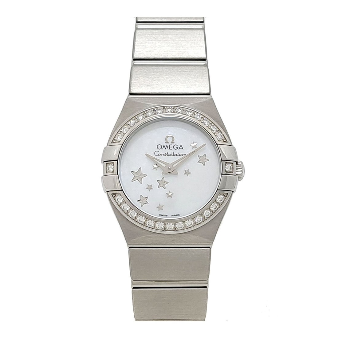 Omega Constellation Diamond Quartz Ladies Watch 123.15.24.60.05.003: Omega Constellation Diamond Quartz Ladies Watch 123.15.24.60.05.003 This Omega Constellation Brushed Bezel Diamond wristwatch is designed for women and crafted in Switzerland. It features a 24mm stain