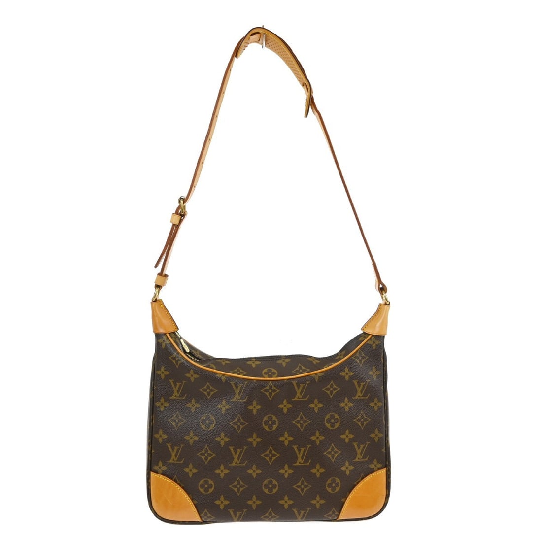 Louis Vuitton Boulogne 30 Monogram Leather Shoulder Bag M51265: Louis Vuitton Boulogne 30 Monogram Leather Shoulder Bag M51265 This Louis Vuitton Monogram Boulogne 30 shoulder bag features the iconic brown monogram pattern and is crafted from leather with beige le