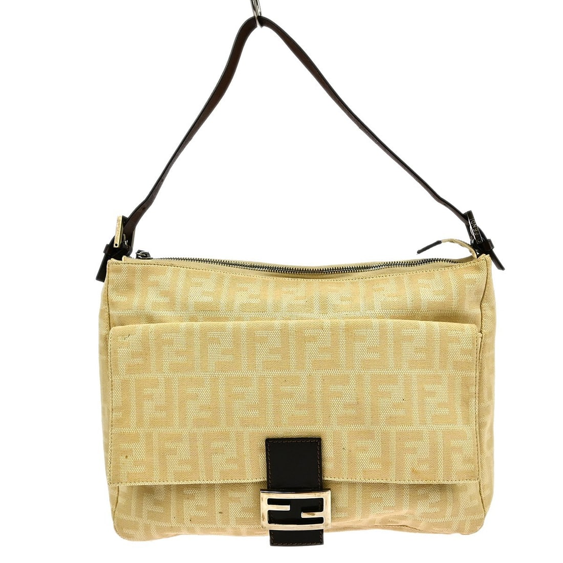 Fendi Zucca Medium Canvas Top Handle Beige Handbag: Fendi Zucca Medium Canvas Top Handle Beige Handbag This Fendi Zucca handbag features a beige canvas exterior with a classic top handle design. Sized as a medium bag, it is ideal for casual occasions. 