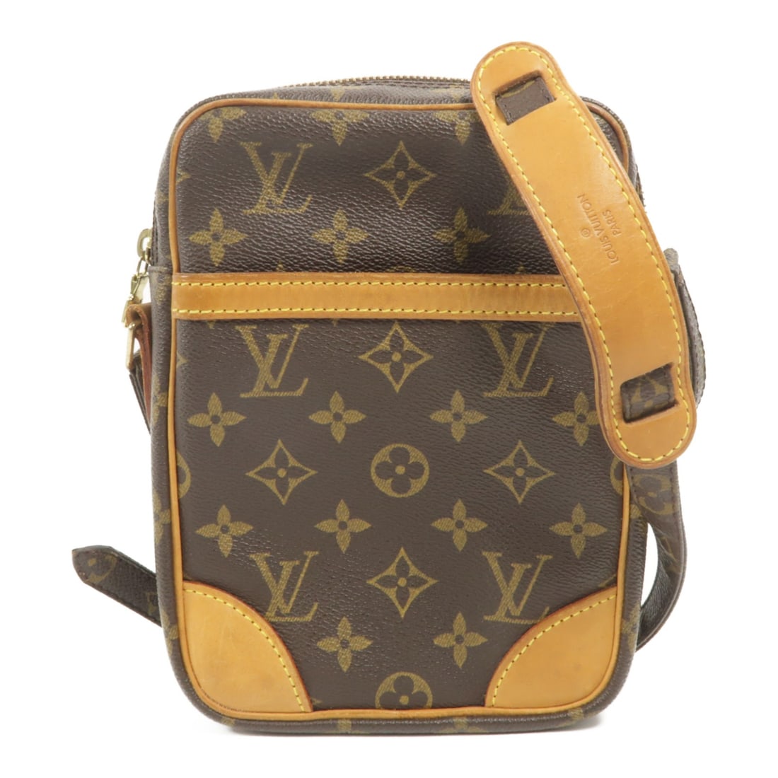 Louis Vuitton Danube Monogram Brown Shoulder Bag GHW: Louis Vuitton Danube Monogram Brown Shoulder Bag GHW This Louis Vuitton Danube shoulder bag features the iconic monogram pattern in brown PVC coated canvas, complemented by gold-tone hardware. Designe