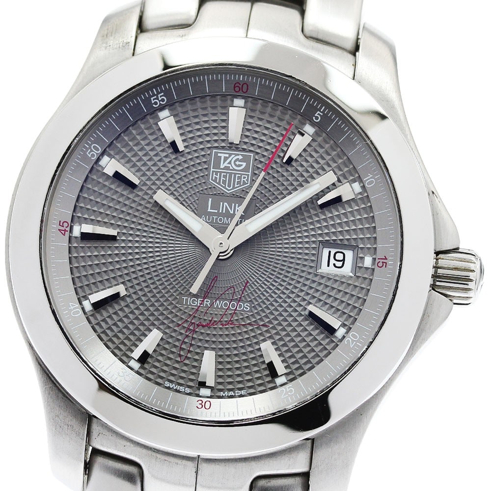 TAG Heuer Link Tiger Woods Limited Edition Automatic Date Watch WJF2113: TAG Heuer Link Tiger Woods Limited Edition Automatic Date Watch WJF2113 This TAG Heuer Link Tiger Woods Limited Edition men's wristwatch is a Swiss-made timepiece, produced in a limited run of 5,500 p