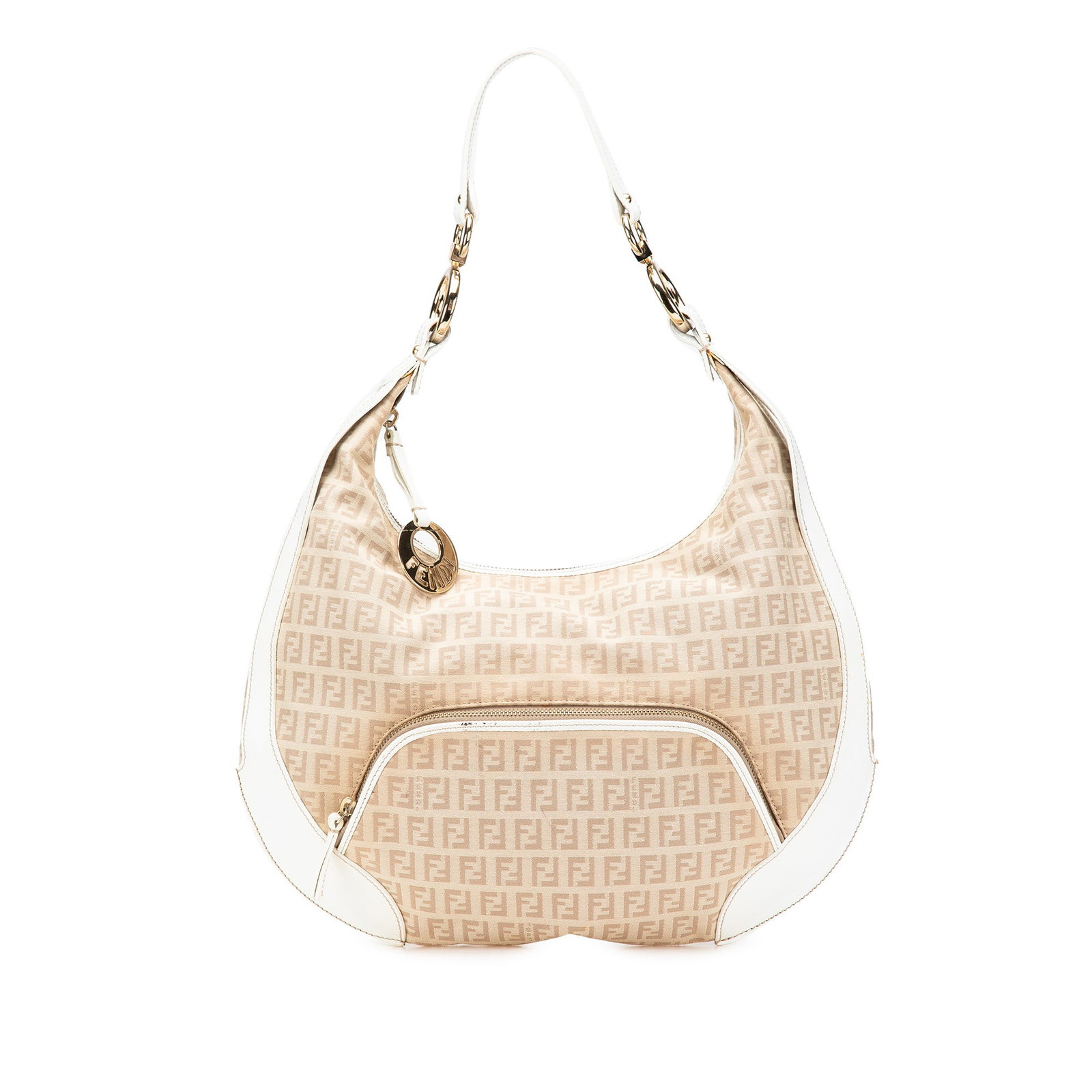 Fendi Zucchino Canvas Hobo Bag with Leather Trim: Fendi Zucchino Canvas Hobo Bag with Leather Trim This Fendi Zucchino Canvas Chef Pocket Hobo is a stylish and functional bag made from durable canvas with leather trim. It features a spacious interior