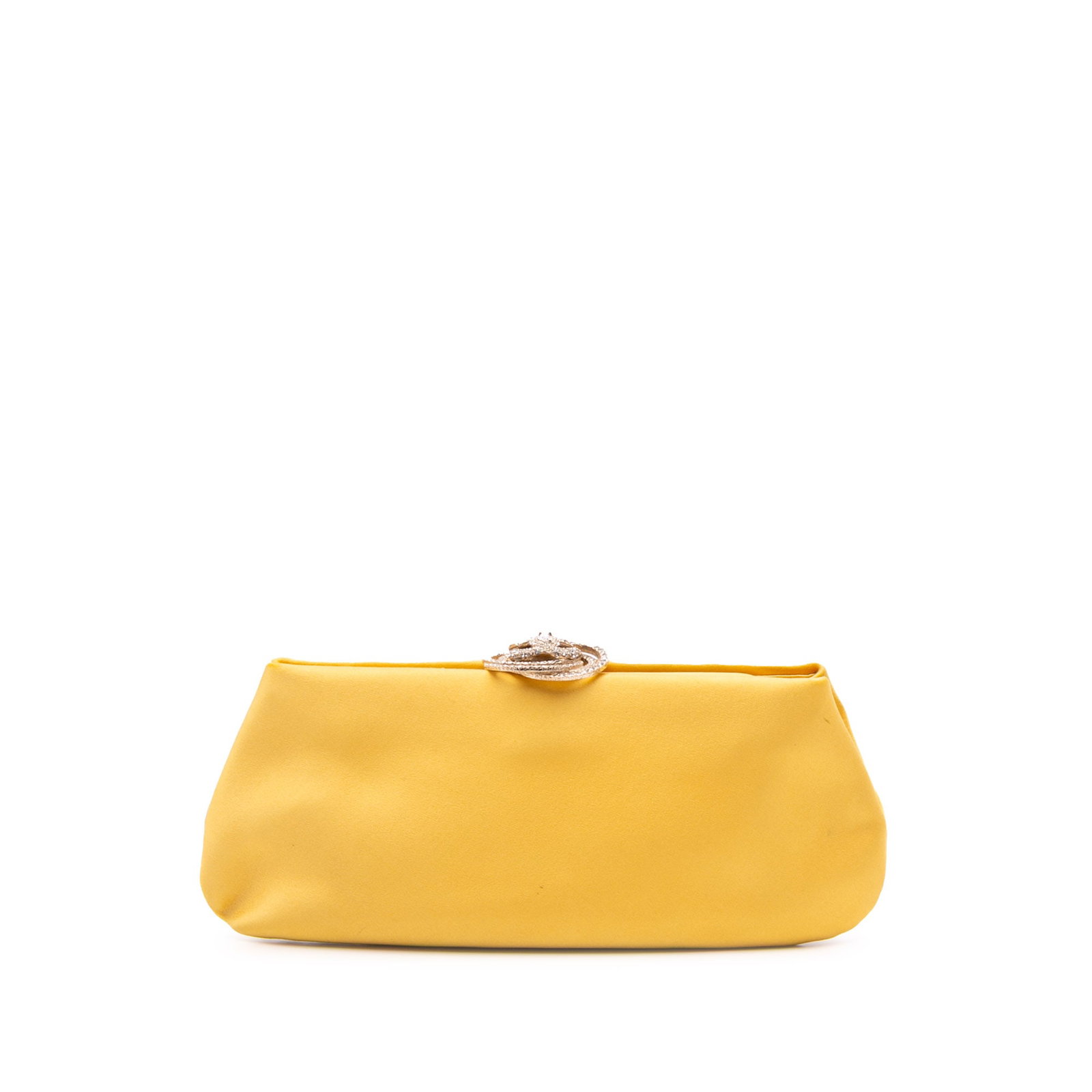 Chanel Satin Crystal Camellia Evening Frame Clutch Yellow (1 of 11)
