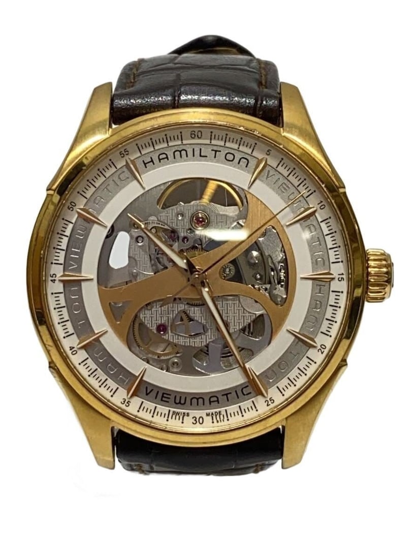 Hamilton Jazzmaster Viewmatic Skeleton Gent Wristwatch White: Hamilton Jazzmaster Viewmatic Skeleton Gent Wristwatch White This is a pre-owned HAMILTON Jazzmaster Viewmatic Skeleton H425451 men's wristwatch, featuring a Swiss origin. The watch displays slight si