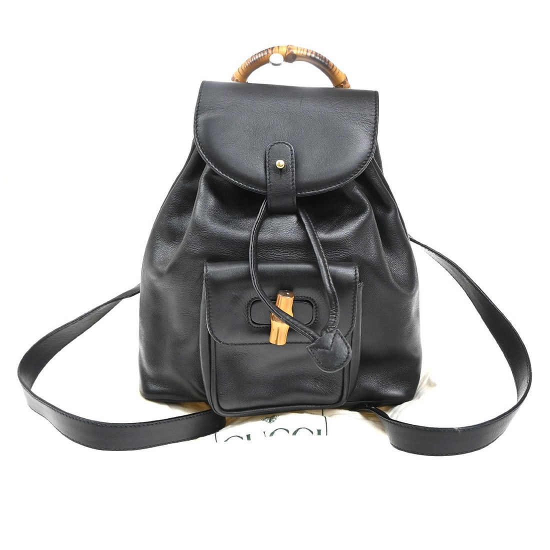 Black Leather Vintage Bamboo Backpack by Gucci (1 of 14)