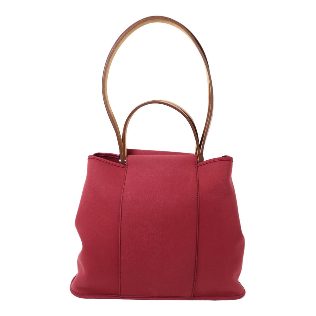 Hermes Cabag PM Red Canvas Shoulder Tote with Palladium Hardware: Hermes Cabag PM Red Canvas Shoulder Tote with Palladium Hardware This Hermes Cabag PM is a versatile 2-way shoulder bag crafted from canvas in a rich ruby red color. Designed for both style and practi