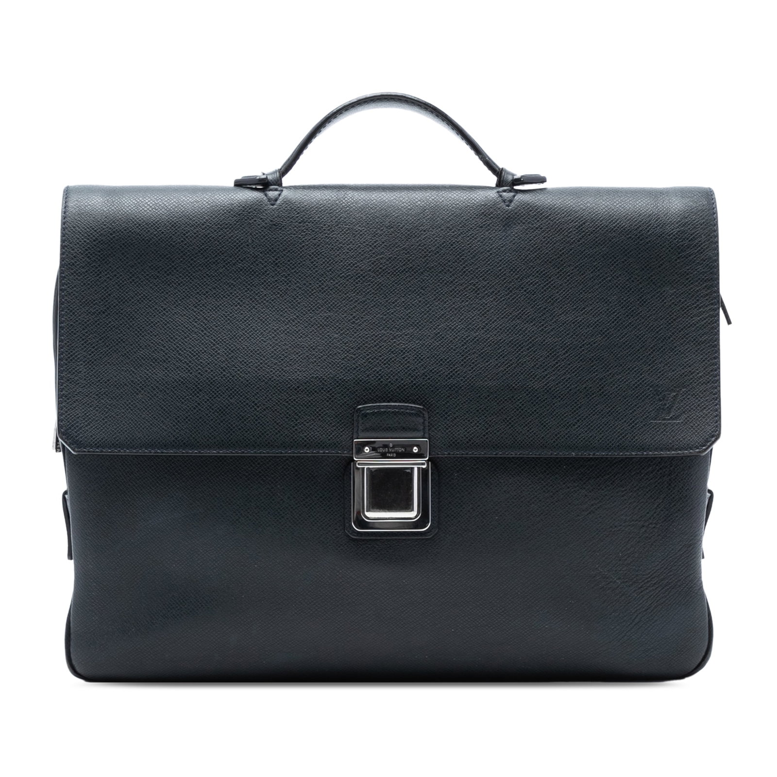Louis Vuitton Vassili PM Blue Taiga Leather Top Handle Bag (1 of 7)