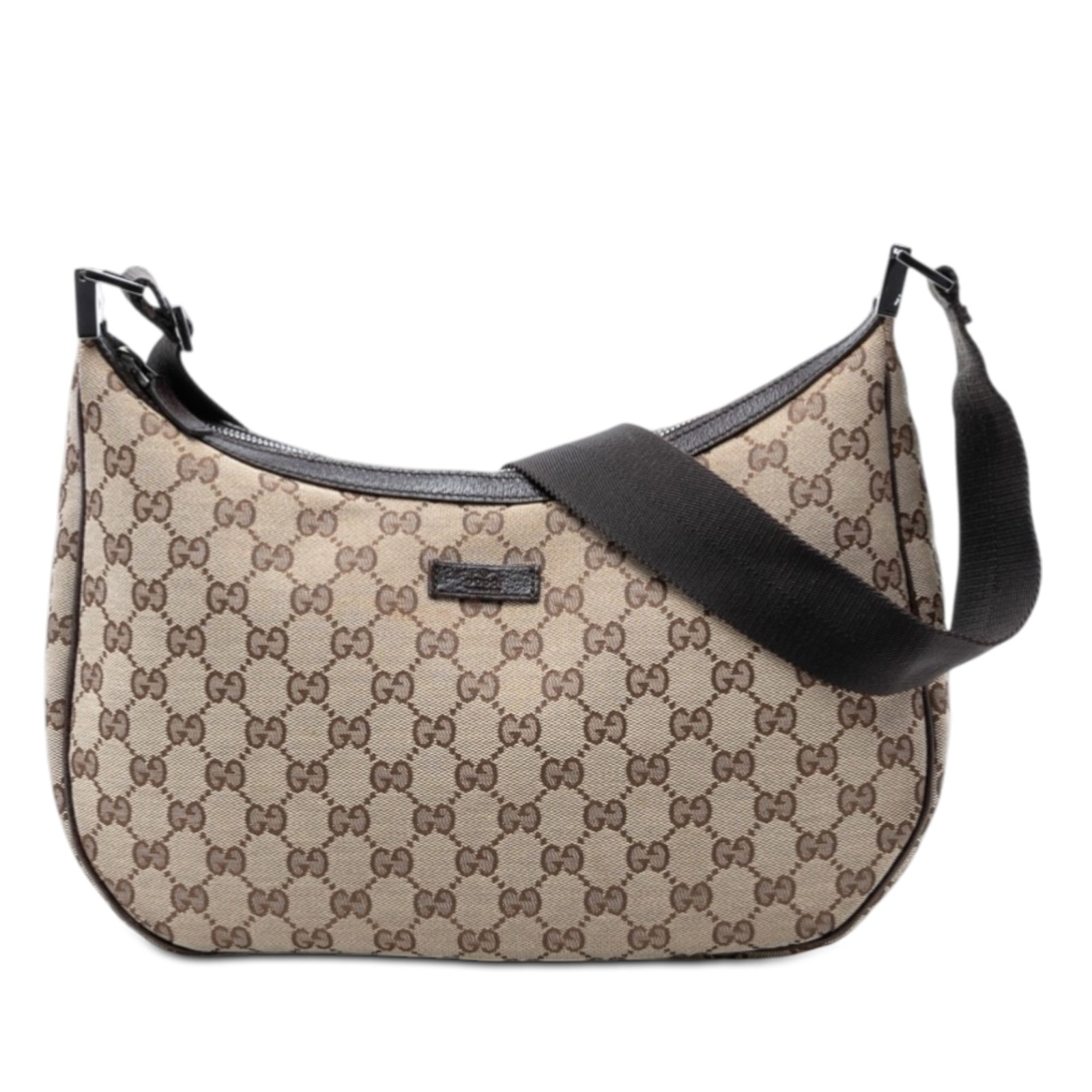 Gucci GG Canvas Beige Crossbody Bag with Leather Trim: Gucci GG Canvas Beige Crossbody Bag with Leather Trim This Gucci GG Canvas Crossbody bag features a beige canvas body with leather trim, a flat shoulder strap, a top zip closure, and an interior zip p