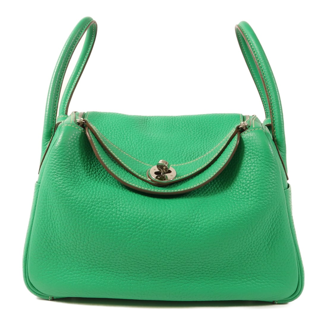Hermes Lindy 26 Menthe Green Clemence Leather Two Way Shoulder Handbag PHW (1 of 13)