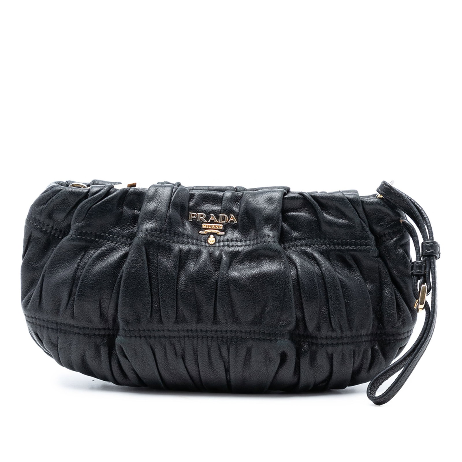 Prada Black Nappa Leather Gaufre Wristlet Clutch Bag (1 of 6)