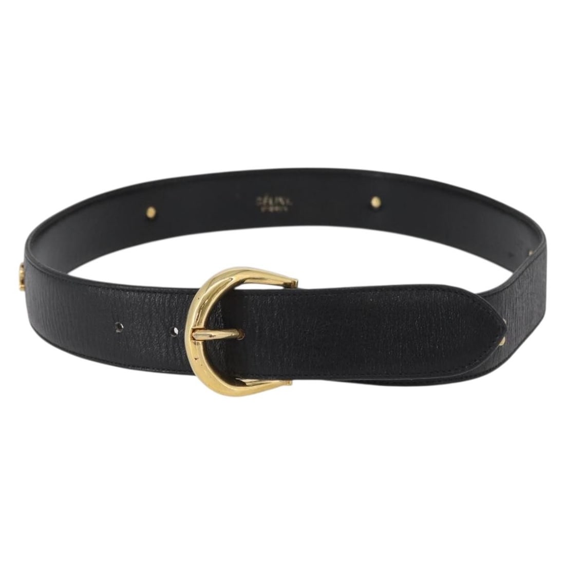 Celine Black Leather Belt with Gold Buckle 31.9 Inch Women's Accessory (1 of 11)
