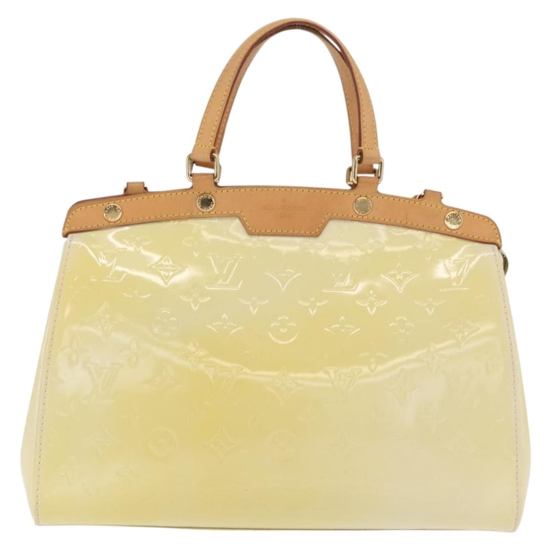 Brea Beige Patent Leather Tote by Louis Vuitton: Brea Beige Patent Leather Tote by Louis Vuitton This Louis Vuitton Brea Handbag features the iconic Monogram Vernis pattern in beige patent leather. Designed for women, it is crafted in France and inc