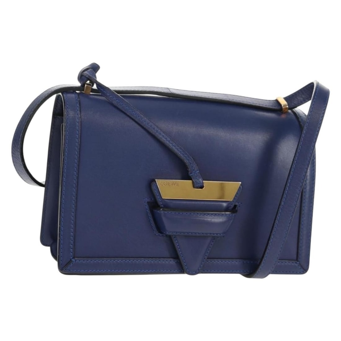 LOEWE Barcelona Leather Shoulder Bag Blue Gold Auth ka587V (1 of 18)
