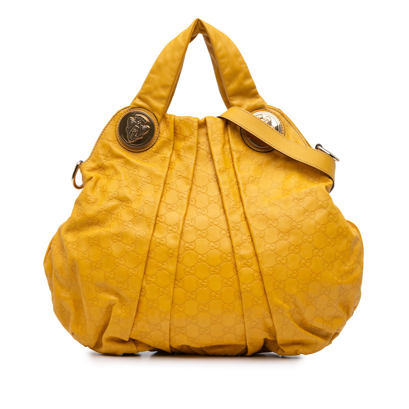 Gucci Hysteria Large Yellow Embossed Leather Satchel Handbag Italy (1 of 9)