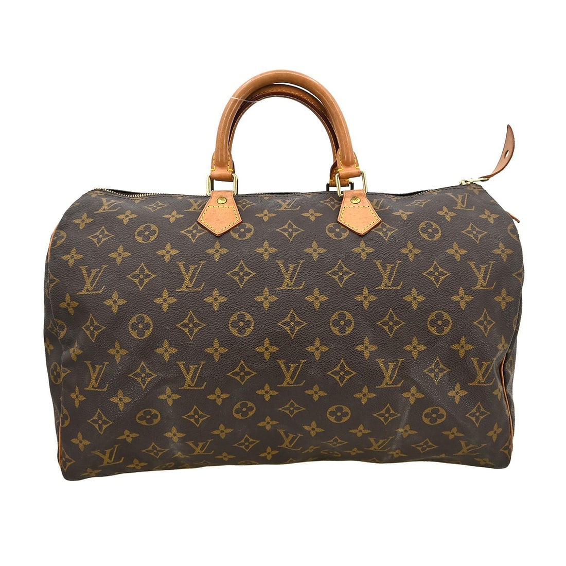 Louis Vuitton Speedy Brown Monogram Canvas Leather Handbag 40cm: Louis Vuitton Speedy Brown Monogram Canvas Leather Handbag 40cm This Louis Vuitton Speedy Handbag features the iconic monogram canvas with leather trim in a classic brown color. Designed for women, th