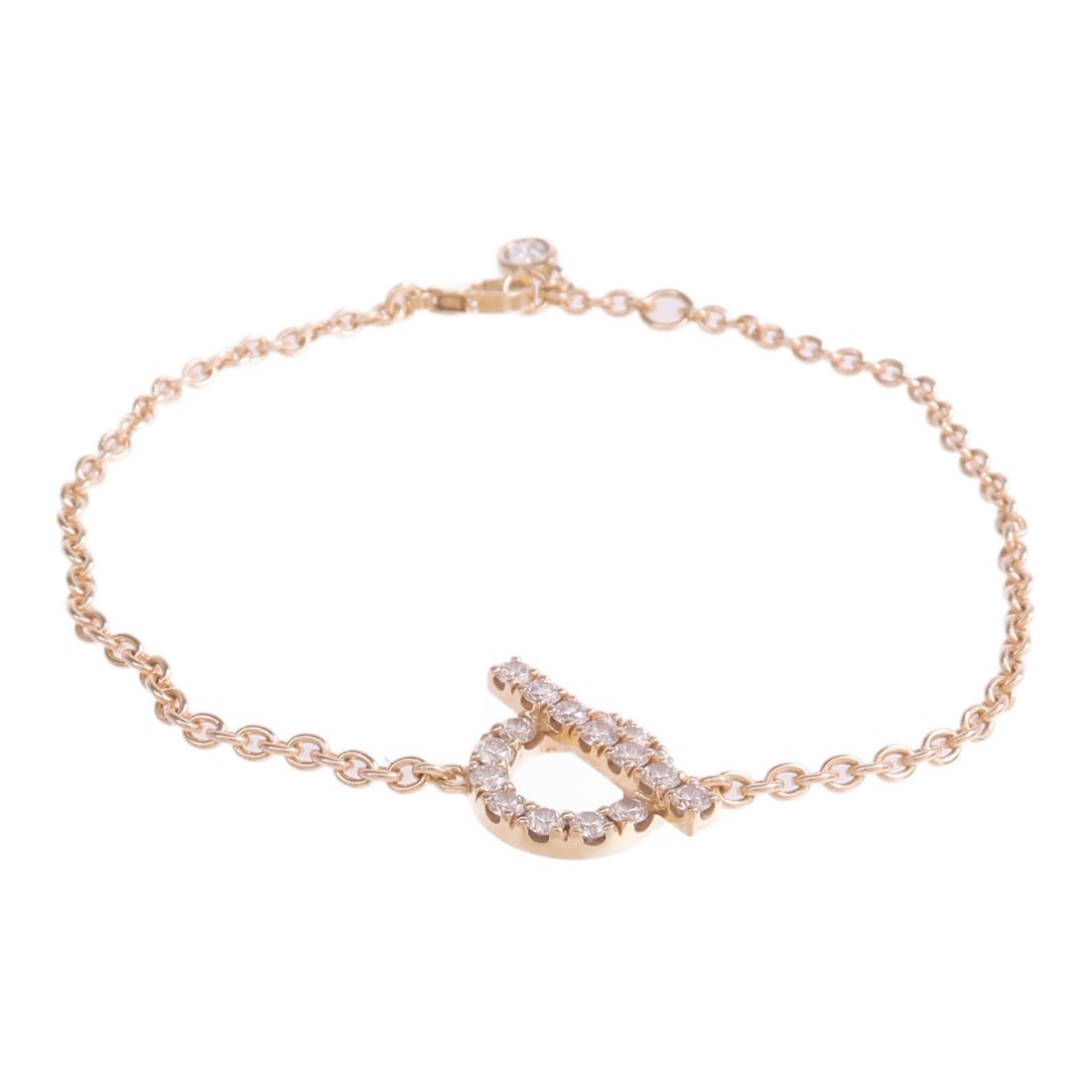 Finesse 18K Rose Gold Diamond Bracelet by Hermes for Women: Finesse 18K Rose Gold Diamond Bracelet by Hermes for Women This Hermes Finesse bracelet features a refined design crafted from 18K pink (rose) gold and is adorned with a clear diamond. Designed for wo