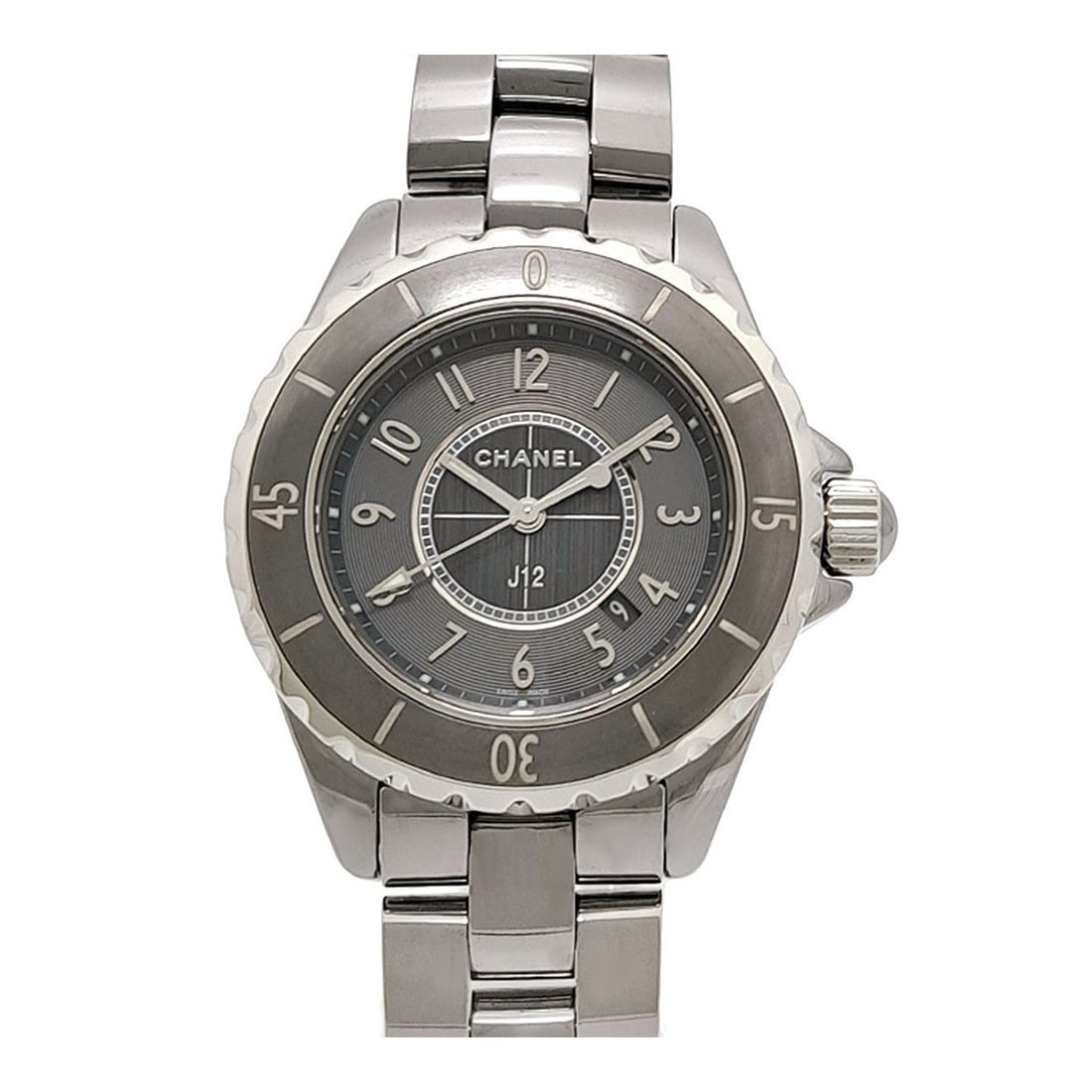 Chanel J12 Chromatic H2978 Quartz Stainless Steel Wristwatch: Chanel J12 Chromatic H2978 Quartz Stainless Steel Wristwatch This Chanel J12 Chromatic H2978 wristwatch features a stainless steel case and band with a gray dial. Designed as a unisex model, it is sui