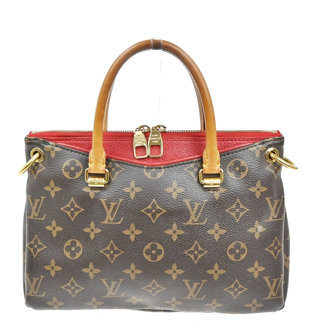 Louis Vuitton Monogram Canvas Pallas Tote Bag Brown Leather Trim: Louis Vuitton Monogram Canvas Pallas Tote Bag Brown Leather Trim This Louis Vuitton Pallas Tote for women features the iconic monogram canvas in brown complemented by leather accents. Designed in Fran