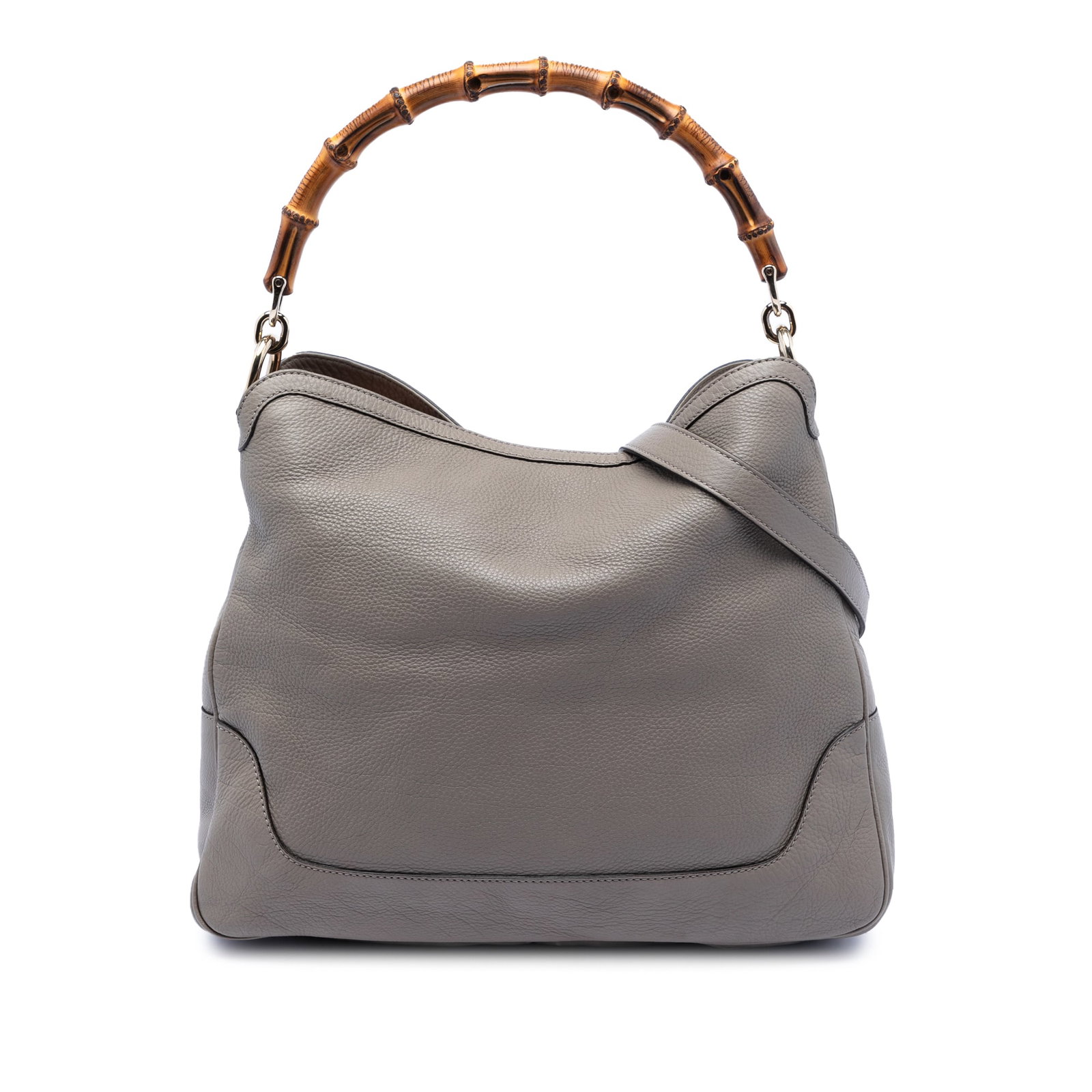 Gucci Diana Bamboo Handle Leather Satchel with Detachable Strap: Gucci Diana Bamboo Handle Leather Satchel with Detachable Strap This Gucci Calfskin Bamboo Diana Satchel is crafted from leather and features a distinctive bamboo handle, a detachable flat leather str