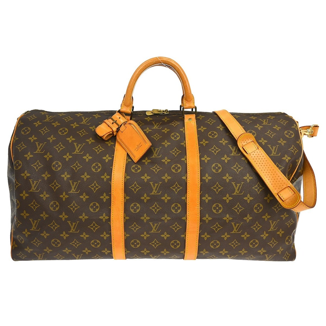Louis Vuitton Keepall Bandouliere 60 Monogram Canvas Extra Large Travel Duffle Bag: Louis Vuitton Keepall Bandouliere 60 Monogram Canvas Extra Large Travel Duffle Bag This Louis Vuitton Keepall Bandouliere 60 is a vintage extra-large duffle bag crafted from monogram canvas leather wi