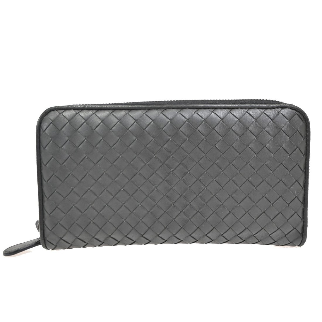 Bottega Veneta Black Leather Intrecciato Long Zip Around Wallet: Bottega Veneta Black Leather Intrecciato Long Zip Around Wallet This Bottega Veneta Intrecciato long zip wallet features the brand's signature woven leather design in black. Crafted for women, it offe