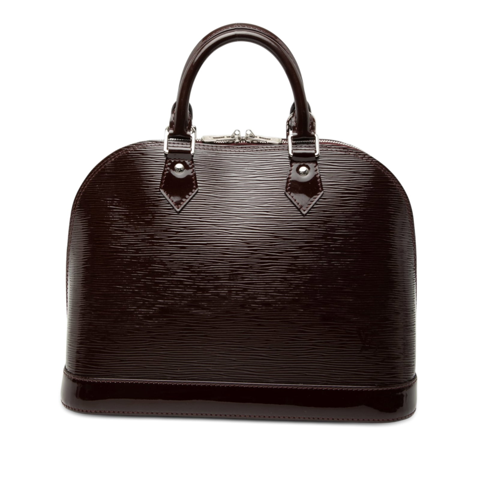 Louis Vuitton Alma PM Purple Electric Epi Leather Handbag France: Louis Vuitton Alma PM Purple Electric Epi Leather Handbag France This Louis Vuitton Electric Epi Alma PM features a distinctive purple electric epi leather body with rolled leather handles and a two-w