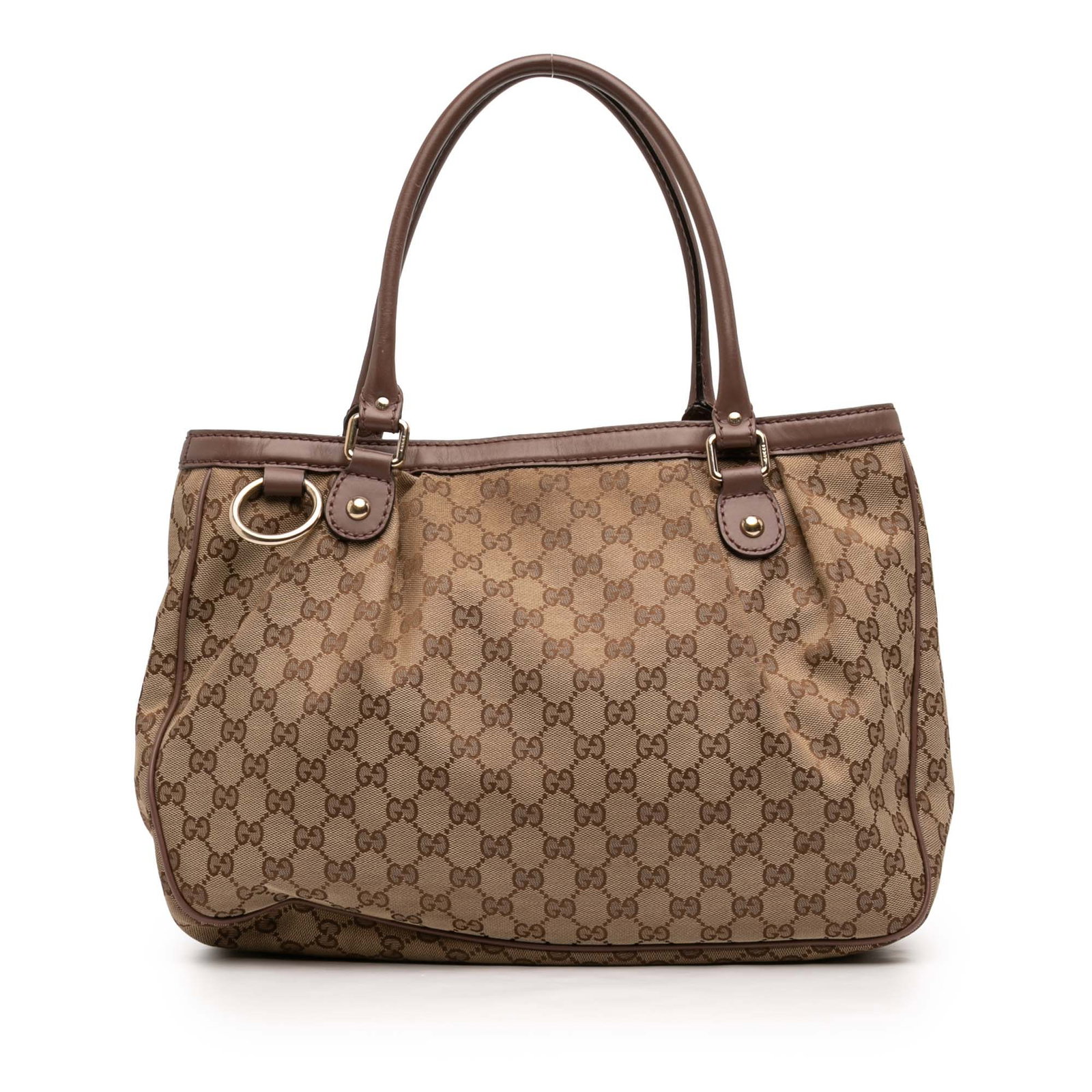 Gucci Sukey Tote Bag in GG Canvas with Leather Trim Beige (1 of 13)