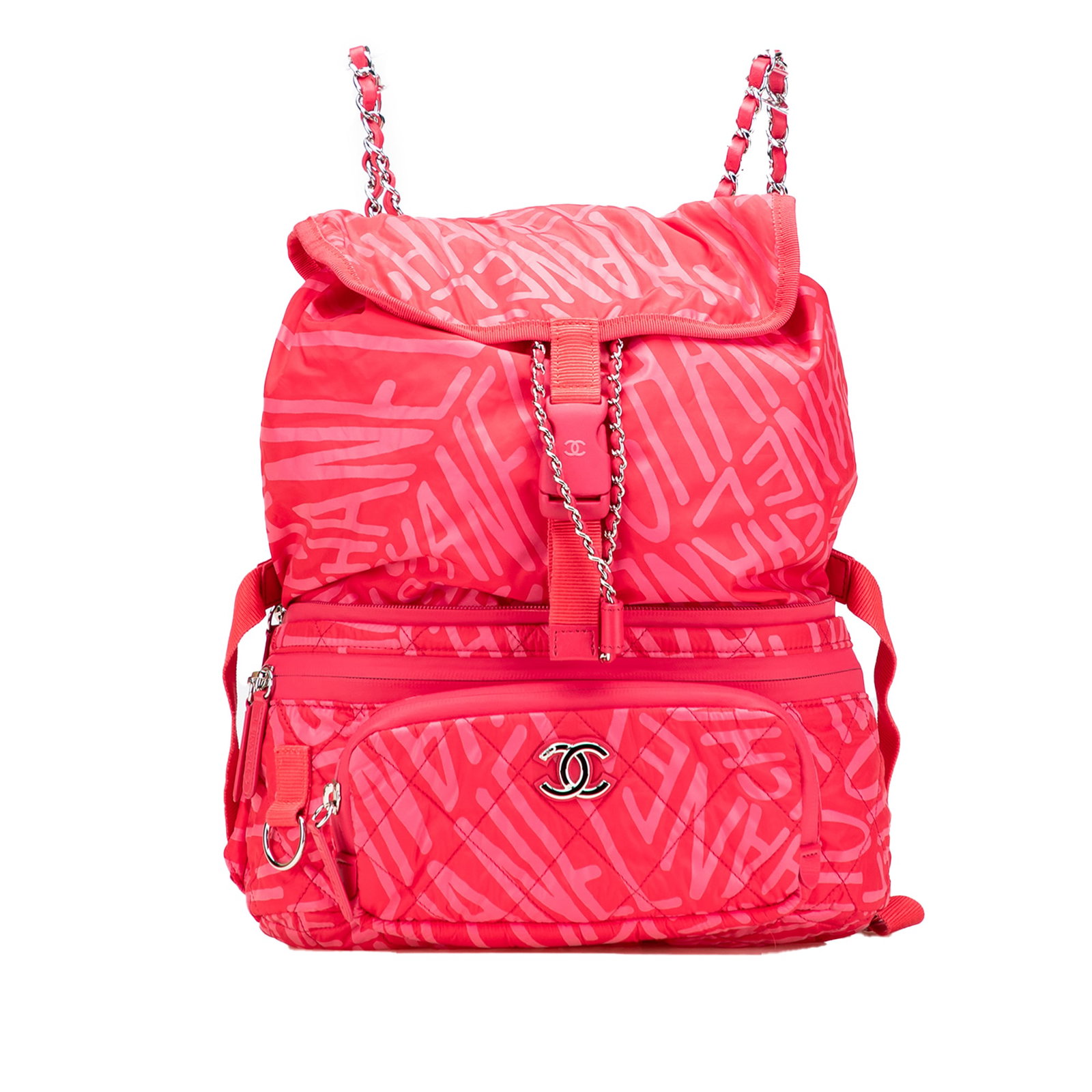 Chanel Coco Neige Pink Nylon Convertible Backpack Belt Bag: Chanel Coco Neige Pink Nylon Convertible Backpack Belt Bag Discover the Chanel Printed Nylon Coco Neige Convertible Backpack, an innovative and stylish accessory that seamlessly transforms into a belt
